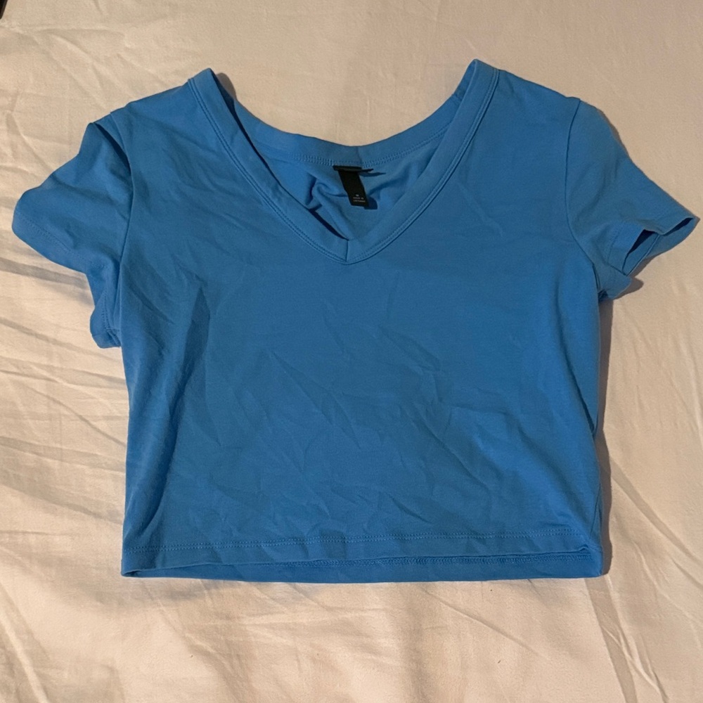 Wild Fable Blue V-Neck Crop Top